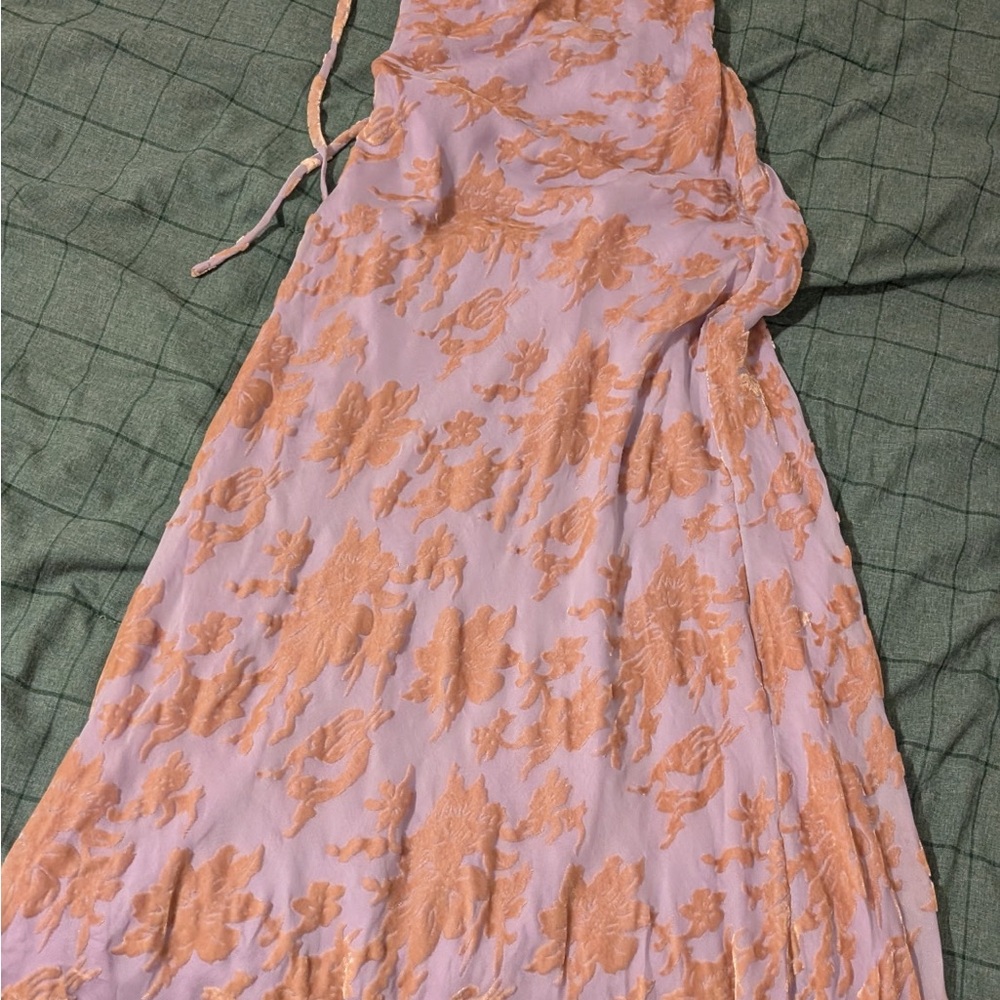 Rat & Boa Purple and Gold Athena Cowl Neck Maxi Dress